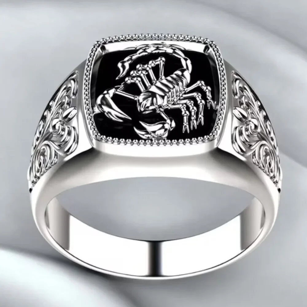 Scorpion Ring 925 Sterling Silver-Plated Men Size 11 Bold Retro Style Hip Hop